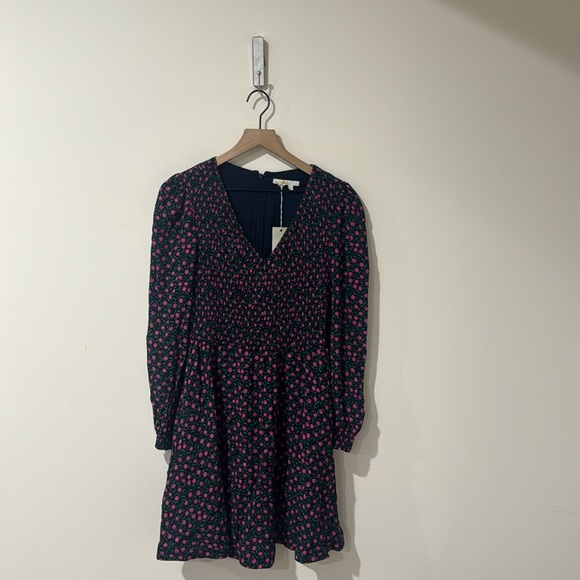 NEW • Boden • Women’s V-Neck Smocked Dress Party Pink, Rambling ditsy 2 - Picture 4 of 6